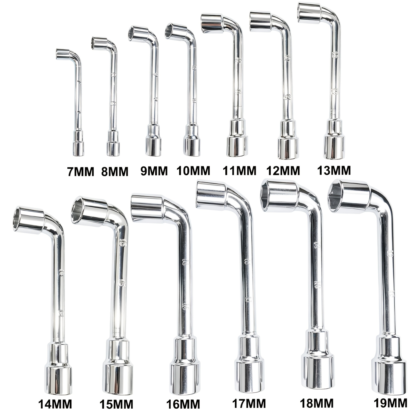 TEMU 13pcs 7.8.9.10.11.12.13.14.15.16.17.18.19l-shaped Round Hole Double-headed Socket Wrench, A Practical Multifunctional Manual Tool For Automotive