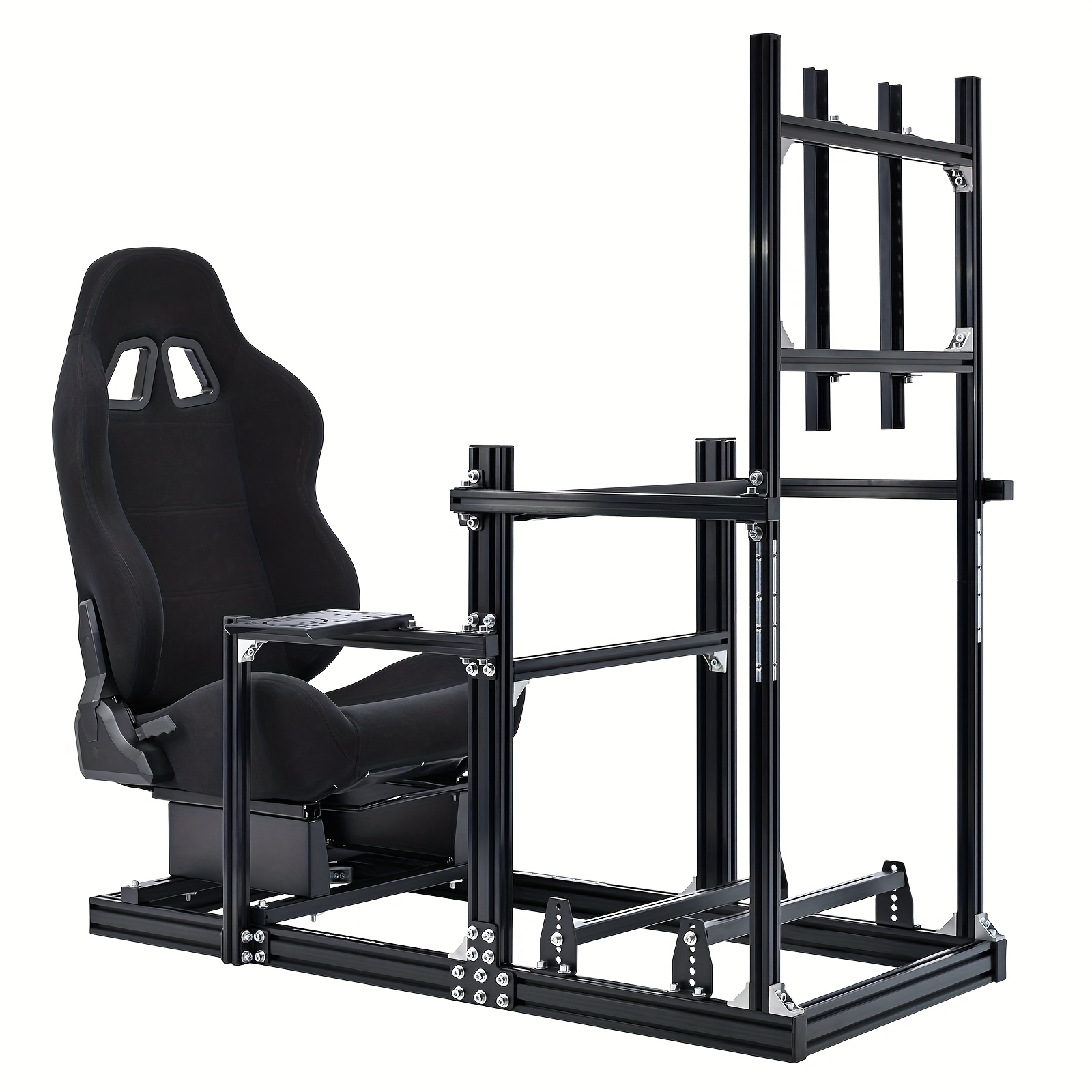 Image of Minneer Racing Simulator Cockpit Stand With Monitor Mount And For Logitech/ / T80, Adjustable Steering Wheel Stand, Not Included Wheel, Pedals & Shifter, Gaming Setup, Sim Racing