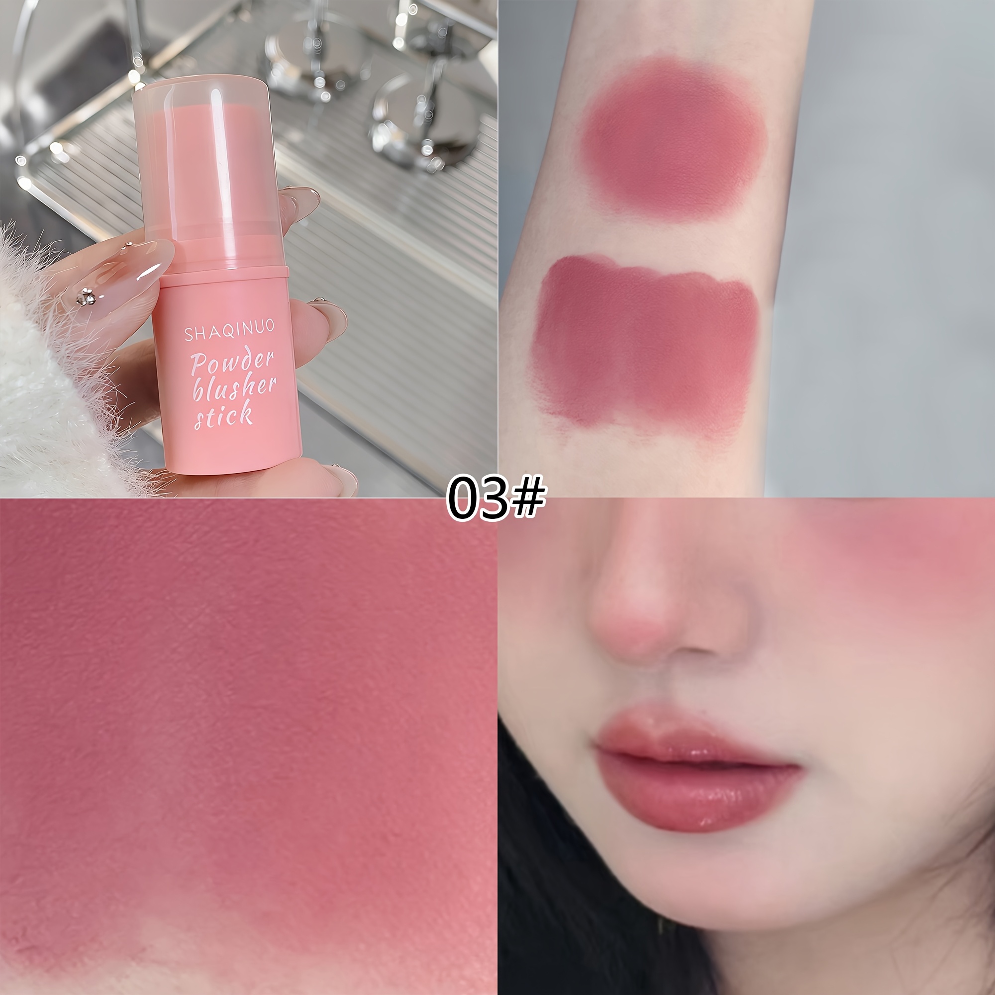 vitality boosting blush stick brightening nude makeup natural waterproof highlighter contouring 3 in 1 translucent   with soft creamy texture plumping   pigmented Product details 3