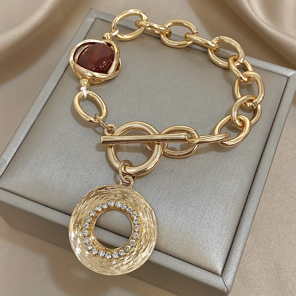 E-shop Neues Design Vintage Bohemia Großes Rundes Legierung Dicke Kette Anhänger Armband Modischer Schmuck Geschenk – für Freizeitkleidung oder Partys,