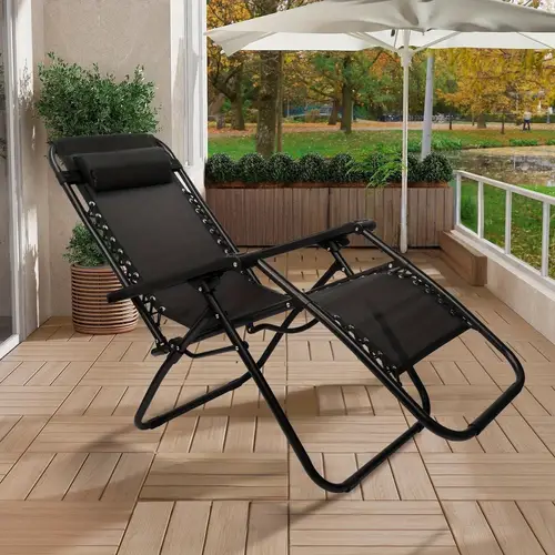 1pc portable zero gravity recliner chairs beach camping patio outdoor folding lounge chair with adjustable pillow for poolside garden backyard lawn