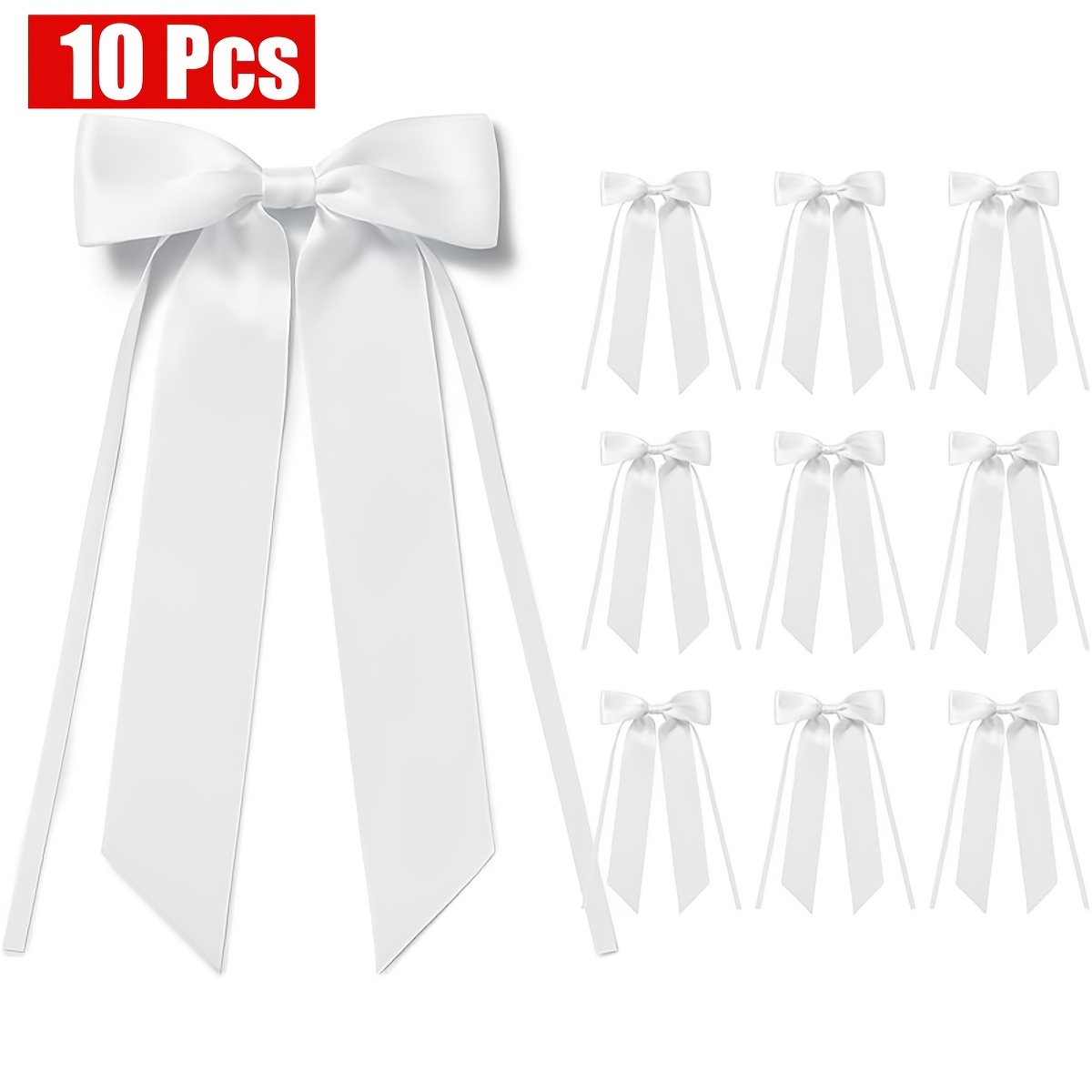 TEMU Lot de 10 nœuds pré- - Grands nœuds élégants en ruban de 3,5" pour mariage, anniversaire, emballage de cadeaux de Noël, loisirs créatifs, lot en