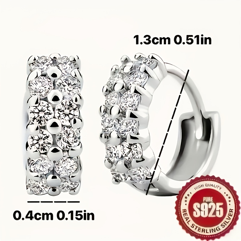 1 Pereche de Cercei S925 Argint Sterling, Stil Fashion Clasic, Exquisiți, Lustruiți, Dublu Strat, Cubic, Zirconiu Sintetic, Geometrici, Design Creativ High-End, Stil Unic, Formă de Inimă, Minimaliști, Lux, Cuplu, Mini, Drăguți, Zilnic, Petrecere