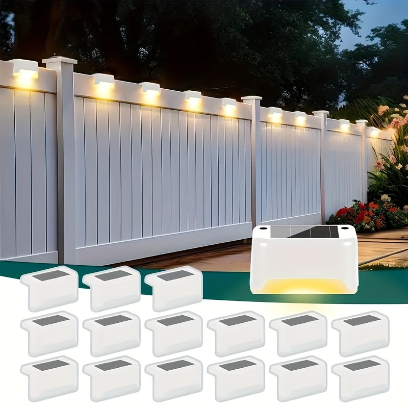 item picture 32pcs/16pcs Solar Powered Outdoor Deck Lights - Landscape Lighting And, LED Solar Lights for Household Garden Arrangement, Stairs, Deck, Fence, Patio, Wall, Rail Decoration -Auto-On/Off, 12Hr Lighting, Durable, Easy InstallationBrand