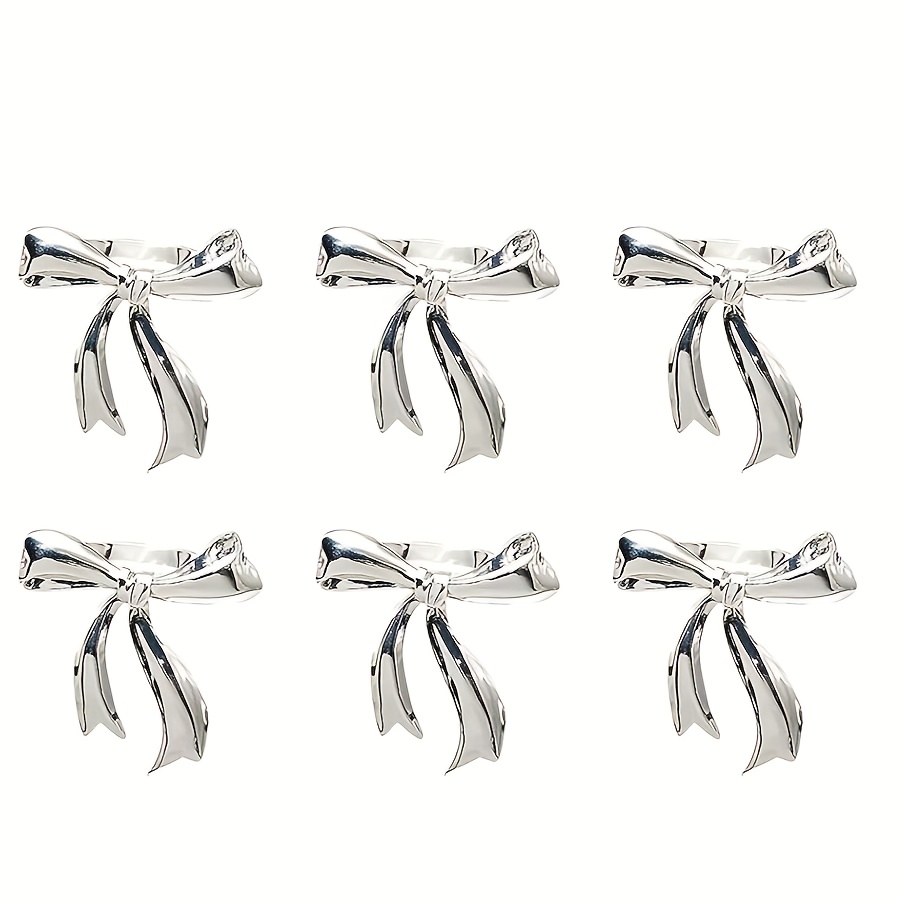 Napkin Rings Set Of 6, Bowknot Napkin Rings For Wedding, Party, Christmas Fall Table Decoration