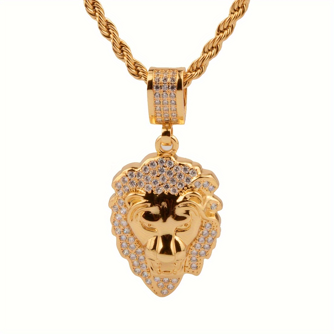 

Men's Stainless Steel Golden Lion Pendant Necklace