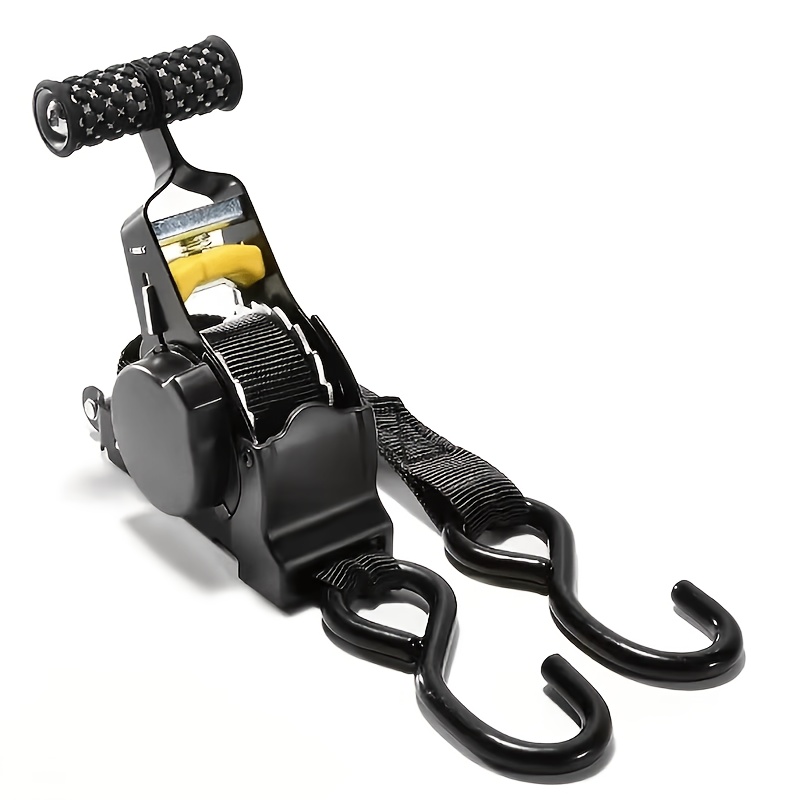 Heavy Duty Automatic Retractable Ratchet Tie Down Straps 11ft With S Hooks, 1650 Lbs Working Load, Padded Handle Cargo Securement Strap For Truck Trailer Motorcycle Moving