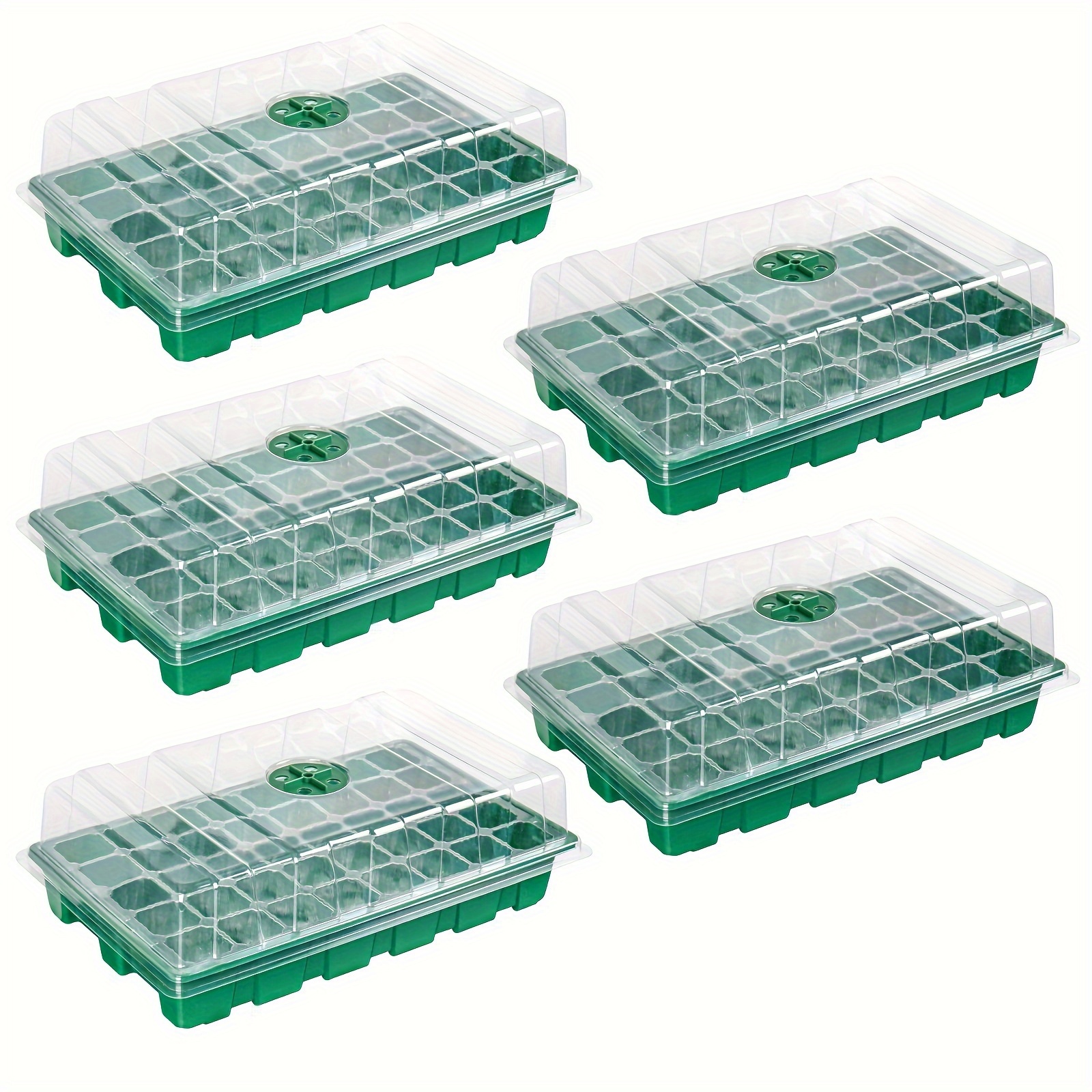 

5pcs Seedling With 40 Cell Trays: Grow Seedlings In A Transparent Covered Greenhouse Tray - Suitable For Heat Mat Use (heat Mat Not Included)