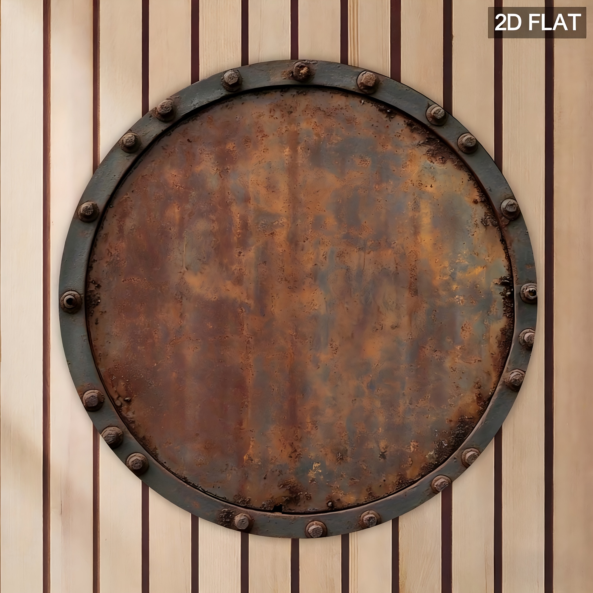 TEMU 2d Flat, 1pc Vintage Rusty Metal Round Wall Art - Vintage Decoration With Distressed Finish, 7.8x7.8 Inch Farmhouse Hanging Decor Suitable For