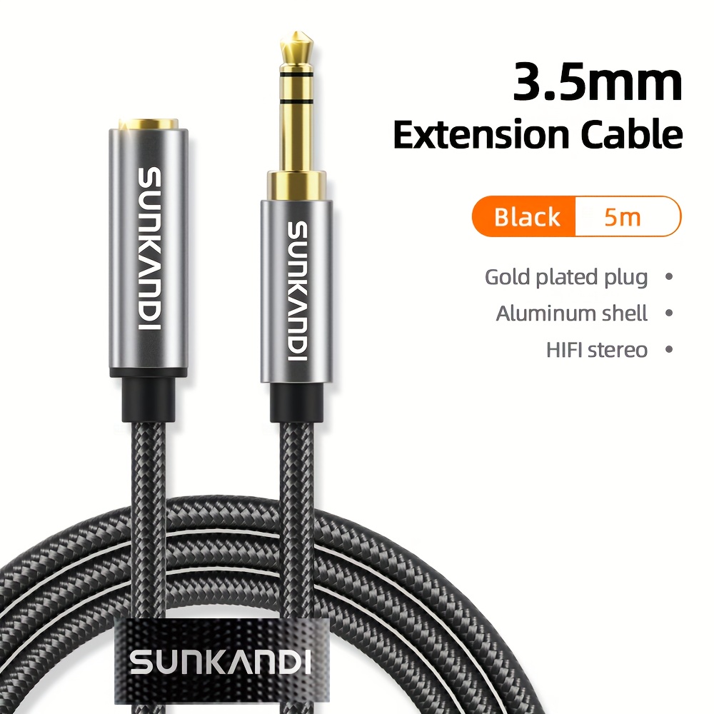 Image of Sunkandi Headphone Extension Cable, 3.5mm Trrs Headphone Extension With Microphone Male To Female Stereo Audio Cable For Smartphones, Pcs, Tvs, Headphones, Ps4 Controllers, Cars, Speakers