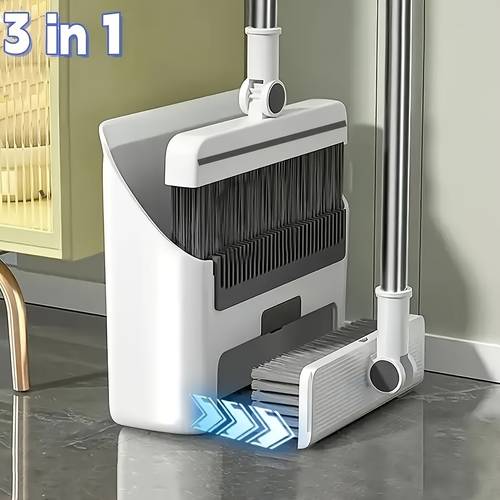 3 in 1 long handled broom and dustpan set handle 99 non stick hair quick disassembly and assembly in easy to get rid of the daily cleaning of the living room and bedroom without pressure broom