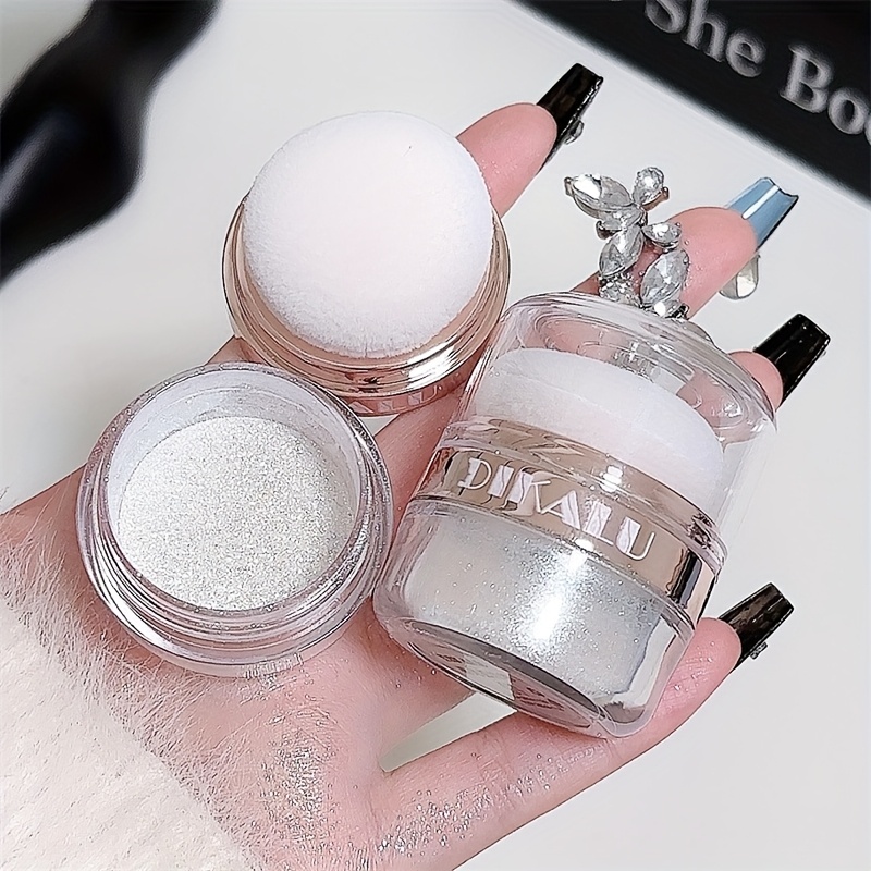 sparkling body highlighter full body glitter to full body pearlescent natural three dimensional portable tap powder silvery white transparent color flashing highlight powder details 7