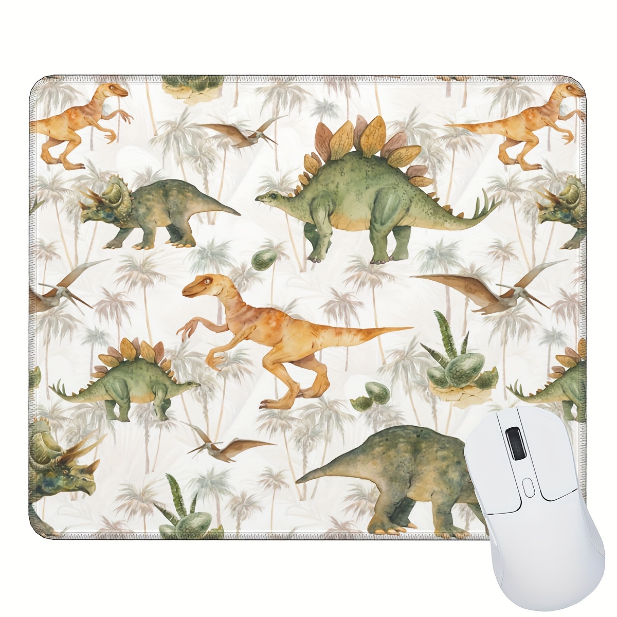 1pc Durable Tropical Plant And Dinosaur Mouse Pad With Non-slip, Edge ...