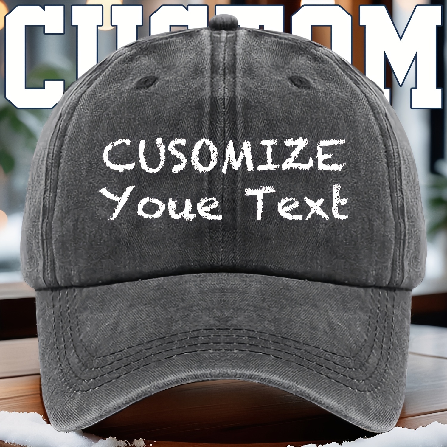 TEMU Baseball Cap - Personalized Name/text/logo,, Retro Style, Options (black ) - Durable For Team Uniforms, Promotional Events, Casual Wear - Add Your Own Design