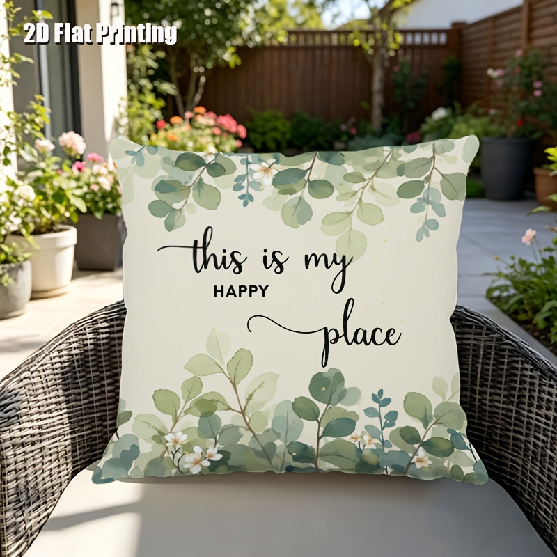 TEMU 2d Flat,terrace Cushion Cover,1pc 18x18 Inches Pillow Cover, Text States " ".,decoration, Gifts,valentine Festival Gifts,outdoor Indoor,garden