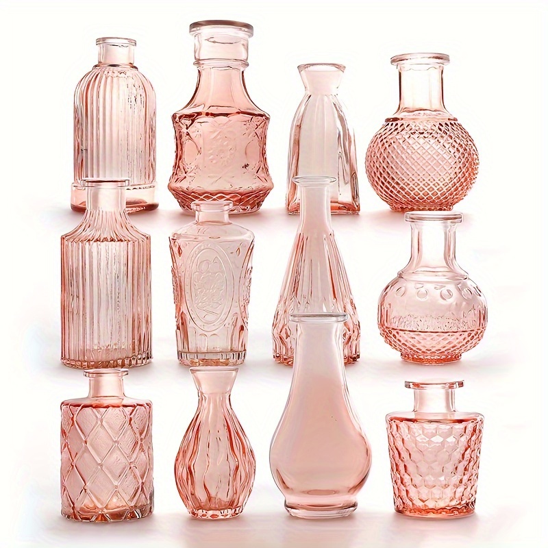 

12pcs Vase Set Retro Vase Transparent Glass Small Vase Set