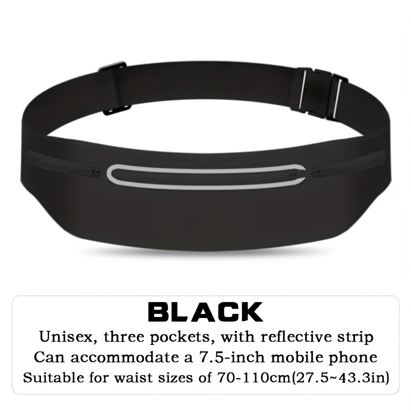 1-slim Belt Bag Compatible For 7.5" Phone - Ultra-thin Belt Bag With 3- Design, Adjustable Strap, Lightweight For Running, Travel, Cycling - Unisex For () - For Smartphones