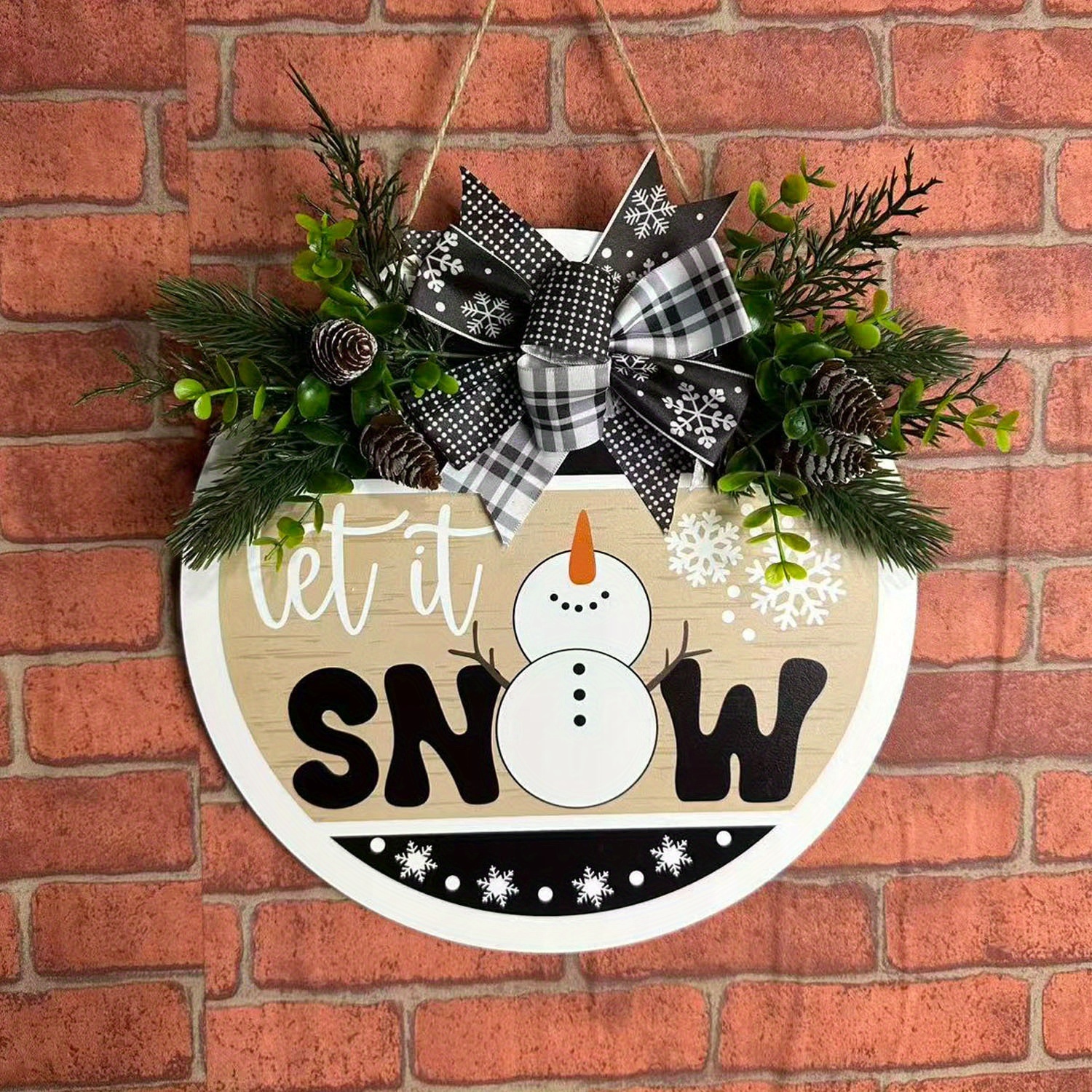 TEMU Winter Front Door Decor | Snow | Snowflake Front Door Wreath | Winter Wreath | Christmas Decor, Winter Door Wreath | Winter Sign