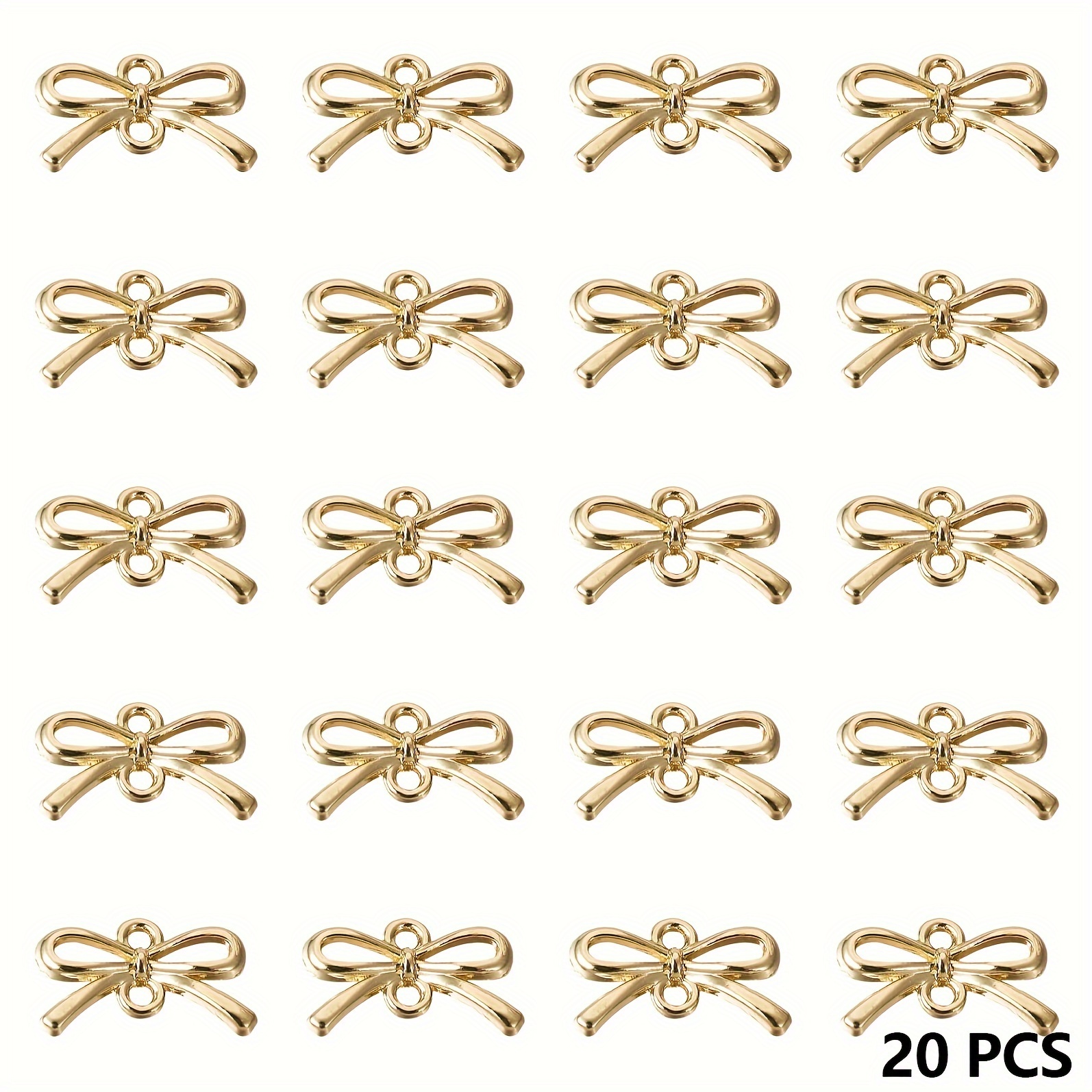 

20 Pcs Alloy Bowknot Pendants Light Golden Bow Tie Connectors With Double Loops For Diy Earrings, Necklaces, Bracelets Jewelry Making