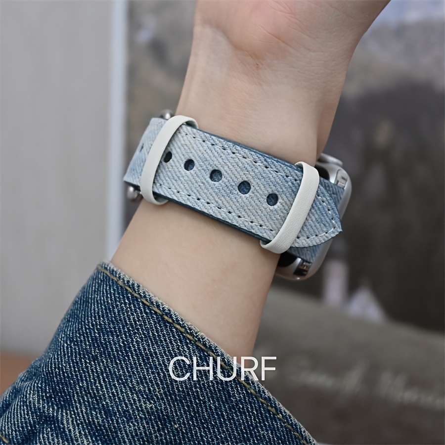 

New Washed Denim Creative Fashion Handmade Strap For Iwatch Ultra/series 9/8/7/6/5/4/3/2/se, 38/40/41mm, 42/44/45/49mm