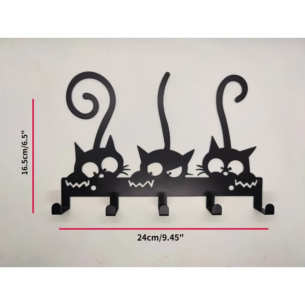 Maitys Perchas de metal para colgar sobre la puerta con diseño de gato  negro para colgar sobre la puerta, toallero, llavero, decoración de gato  negro