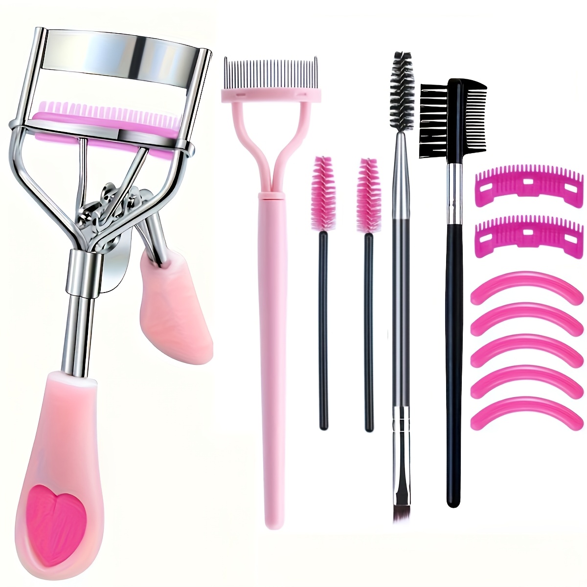 TEMU 13pcs10pcs Eyelash & Eyebrow Care Set, Eyelash Curler, Lash Comb Separator, Mascara Brushes, Double-ended Beveled Brow Brush, Brow Brush Comb,