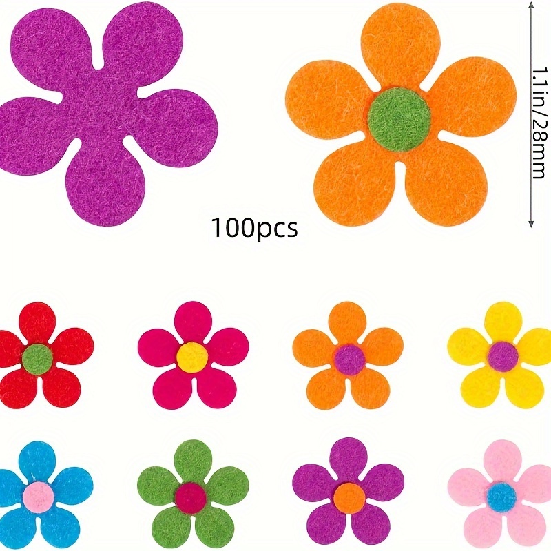 100/200pcs Premium Handcrafted Felt Flower Bundle - Stickers And Classroom Decor - Adorable, Durable And Versatile Designs For