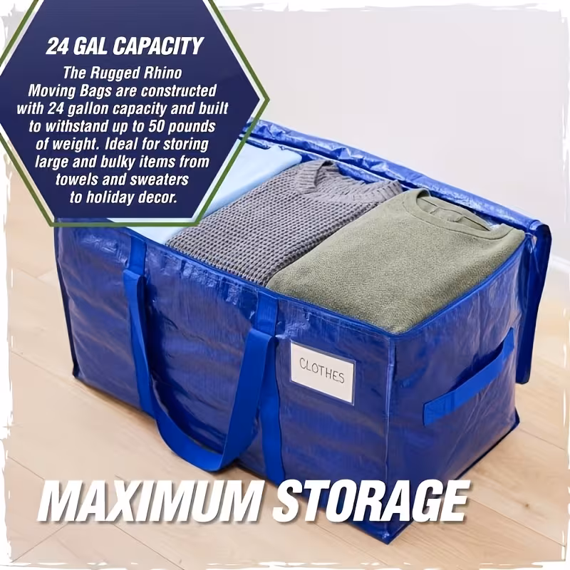 8-Pack Extra Large Heavy Duty Moving & Storage Bags with Lids