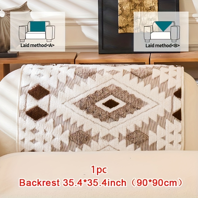 TEMU 1pc Coussin de Canapé en Peluche Épaissi Compatible pour Canapés Simple/Double/Triple//Sectionnel - Housse Antidérapante Lavable en Machine