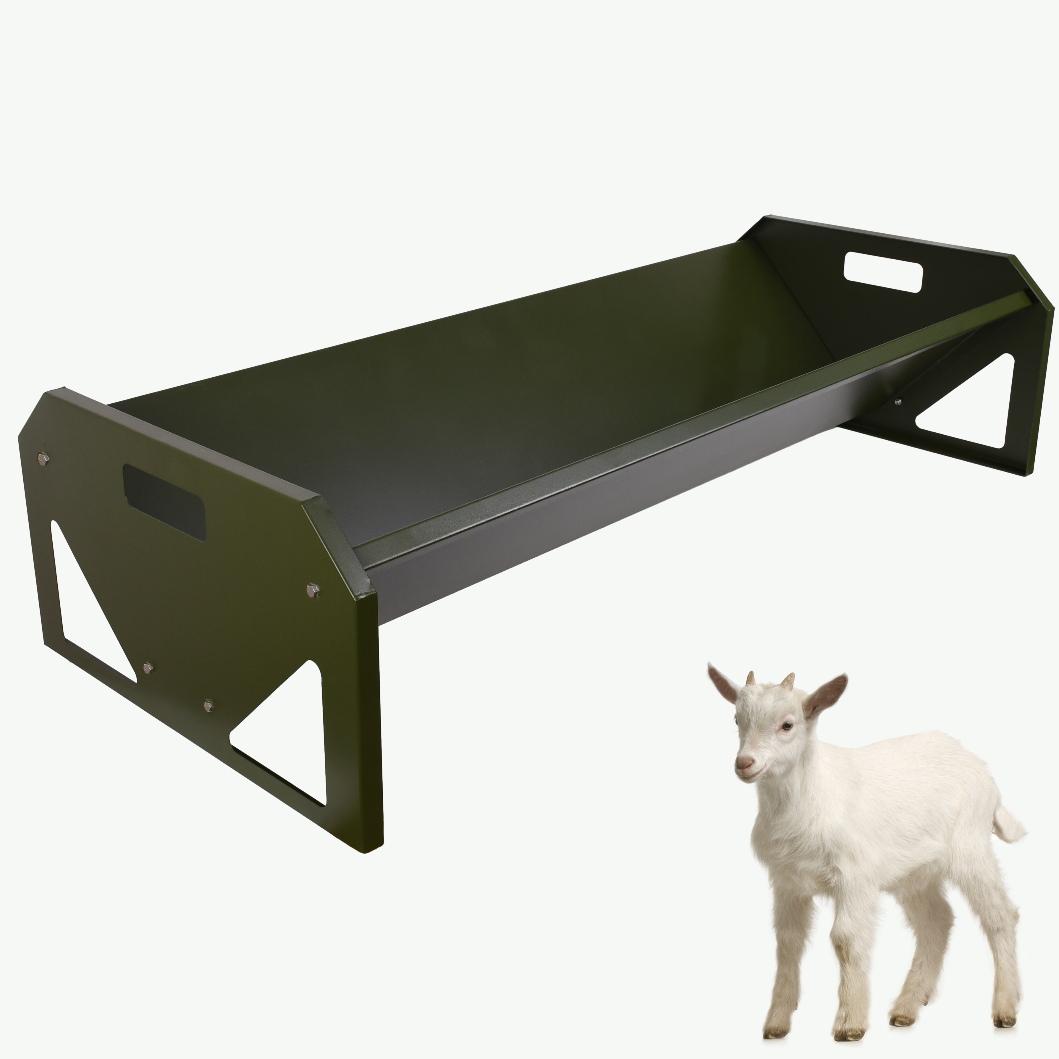 

Portable 45" Long Galvanized Steel Livestock Feeding Trough, Heavy-duty Large Capacity Feeder, Easy To Clean, For Calves, Sheep, Horses, Alpacas And Goats, green