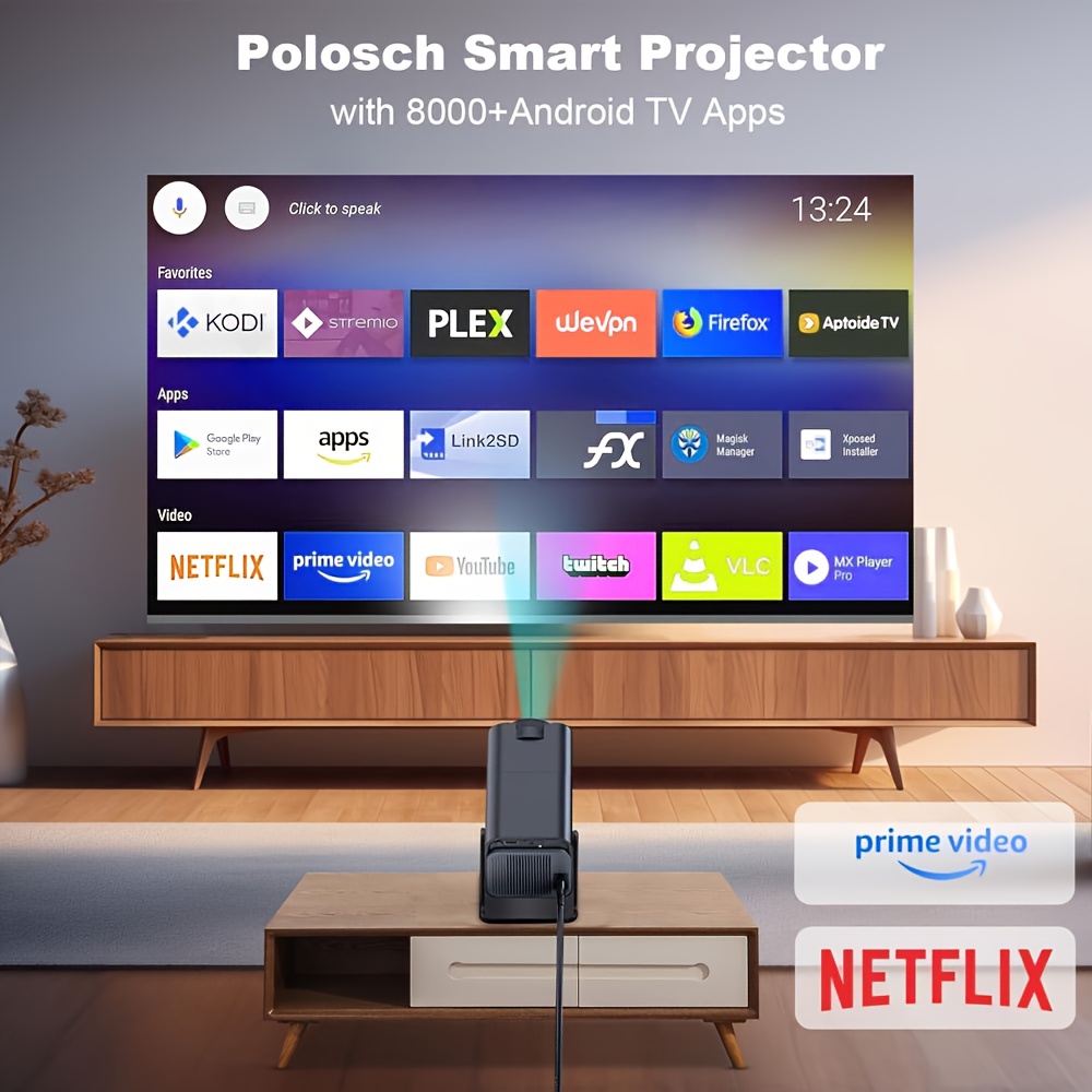 Подобреният Hy320Mini проектор за 2026 година разполага с Android 11, поддържа 4K, играе локални 1080P видеоклипове, има яркост от 300 лумена, идва с Wifi 6 и BT5.0, включва вградени говорители, има 180° регулируема стойка и е съвместим с телефони.