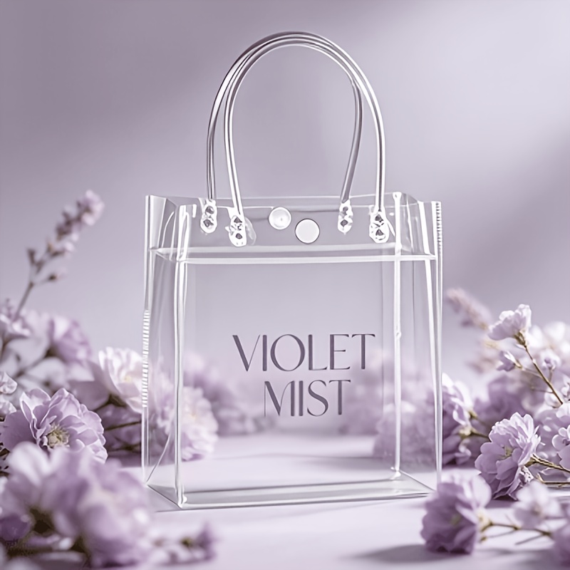 TEMU Custom Transparent Pvc Gift Bags Suitable For Wedding, Birthday, Christmas Party - Logo/photo/ With Your Own Images, Suitable For Corporate