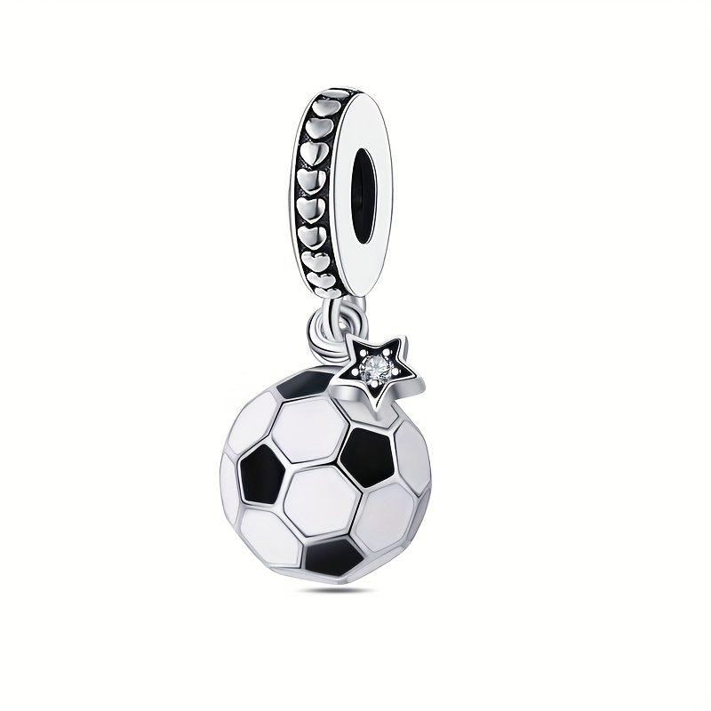 Image of 1pc Silver Plated Sports Fitness Soccer Ball Pendant Suitable For Original Bracelet Necklace Keychain Charms Making Women's Gifts For Everyday Birthday Party Holiday Gifts