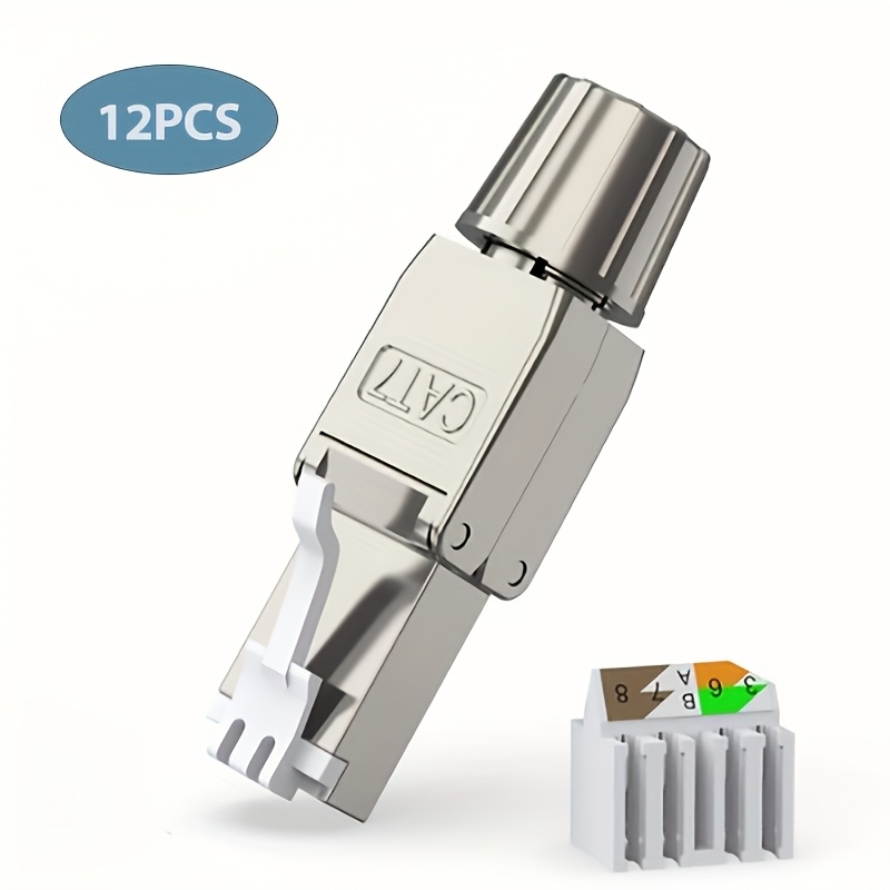 Zoerax 12pcs Rj45 Cat7 Connector Toolless Shielded/unshielded Ethernet Plug For 23-26awg Stp/utp Ethernet Cable