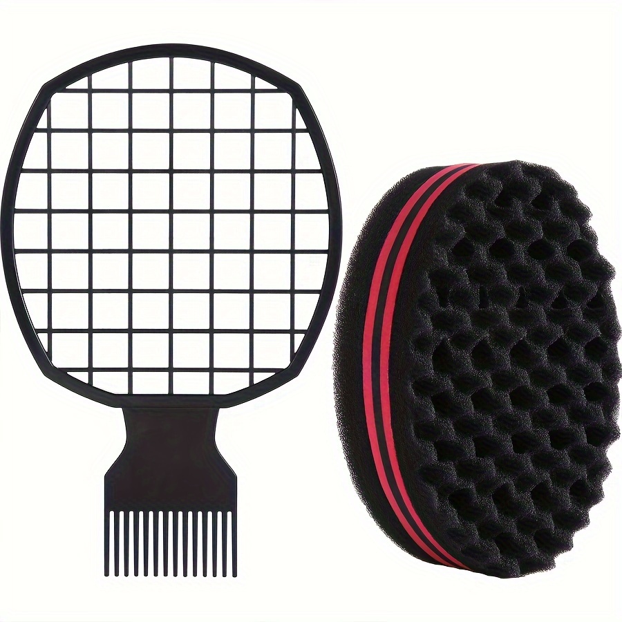 

Afro Twist Hair Tools Set: Twist Wave Barber Comb, Curl Brush, Hair Sponge, And Coils Comb For Natural Hair Styling - Black