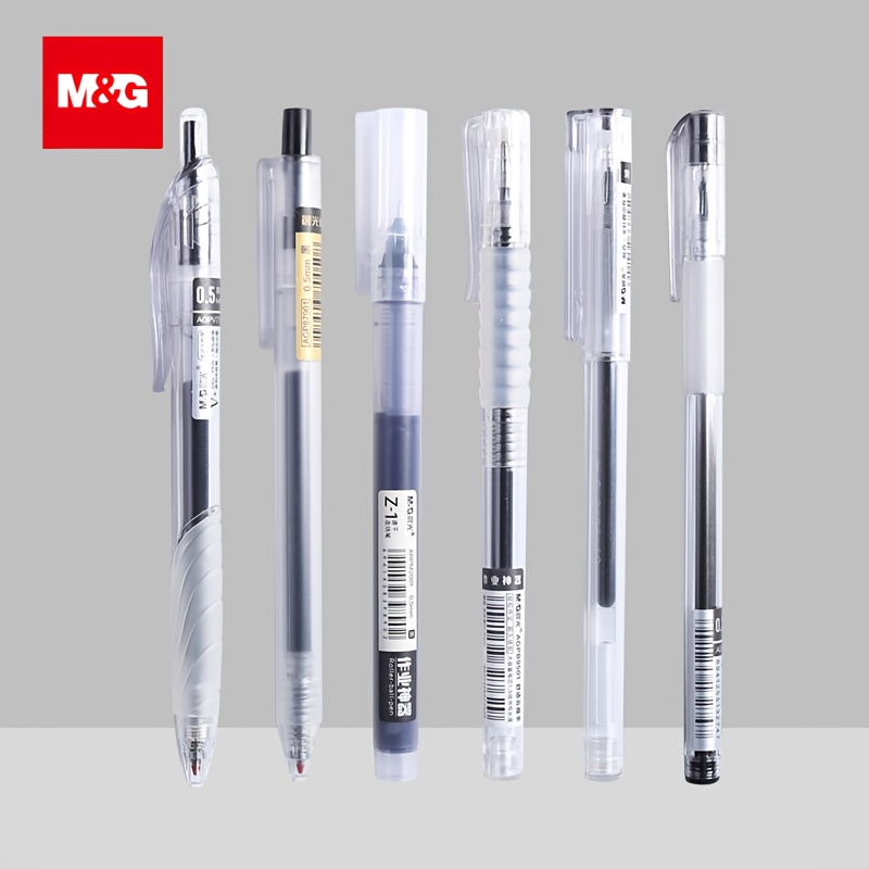 

M&g 0.35/0.38/0.5mm Black Gel Pen Set, Retractable Ink Pens, Minimalist Stationery Supplies.