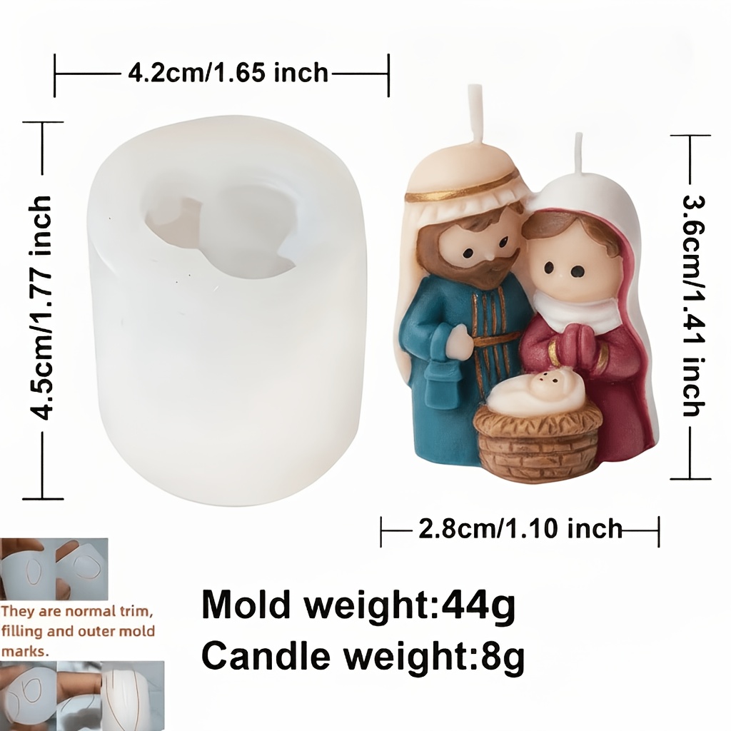 TEMU Stampo in silicone a per presepe natalizio, stampo per candele, decorazione natalizia religiosa, per candele in cera di soia, gesso per