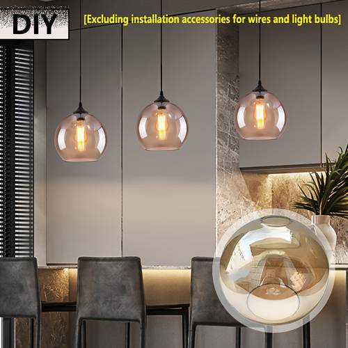 4pcs round glass lamp shades simple amber color top and open glass chandelier shade for living room bedroom decor replacement lampshade