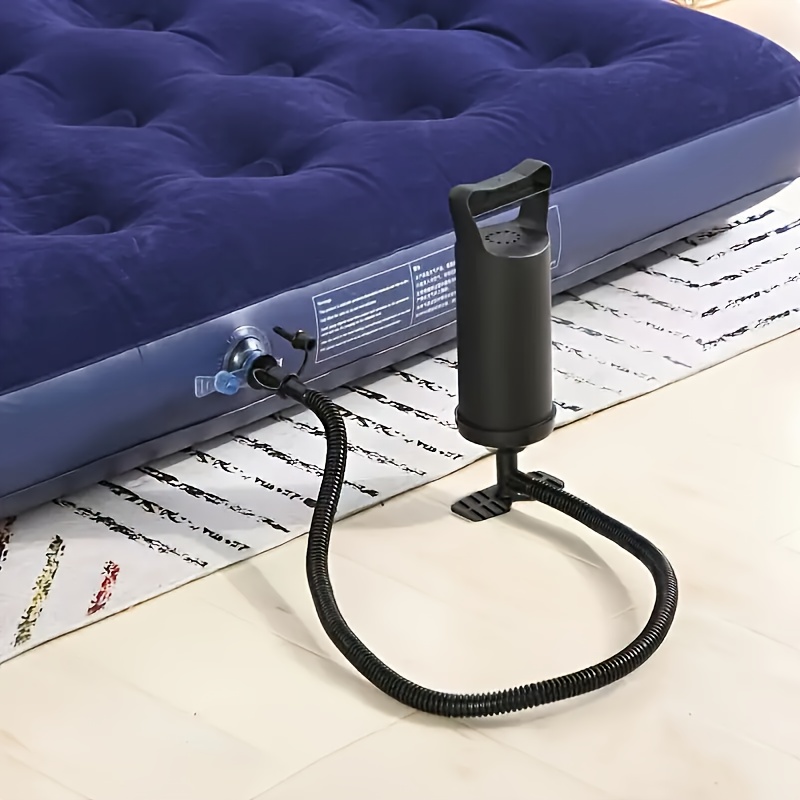 

[travel Essential] Portable Black Manual Air Pump For Inflatable Mattresses And Swimming Supplies - Pvc, No Electricity Needed,