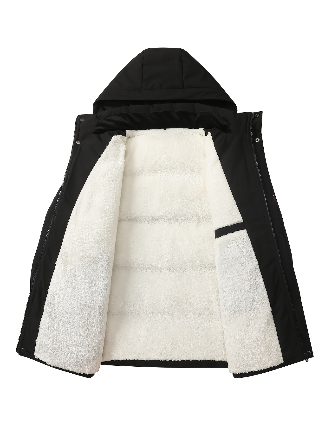 Men's Winter Hooded Jacket, Plush Warm and Thick Parka