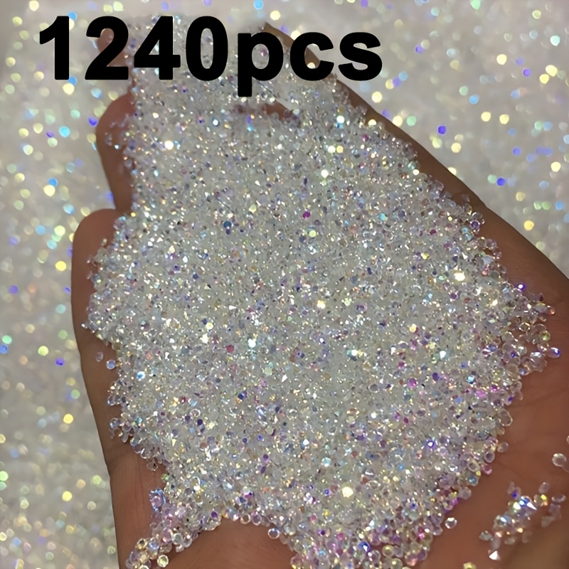 TEMU 1240 pz Mini Strass AB S - 2mm con Retro a Punta AB Adatti per Creazione di Gioielli Fai da Te, Nail Art, Scarpe e Decorazioni, Inodori con