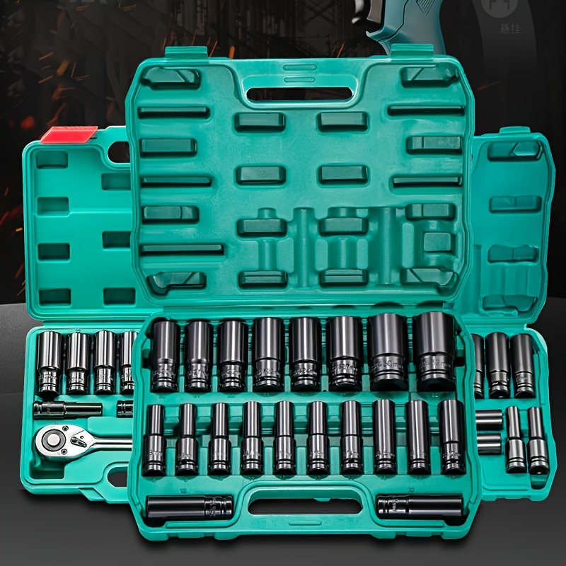 

20pcs Impact Wrench Sockets 8-32mm 1/2 Inch Socket Set Black Finish Heavy Duty Socket Set For Auto Repair Cool Gadgets