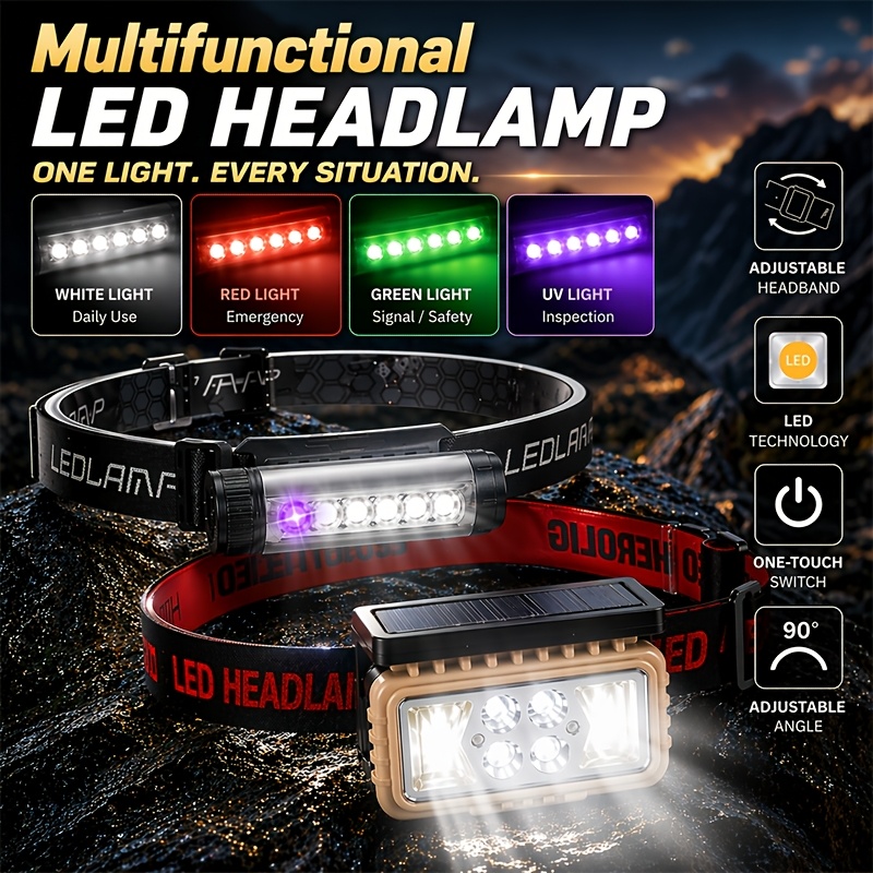 headlamp red light rechargeable sold on Temu United States