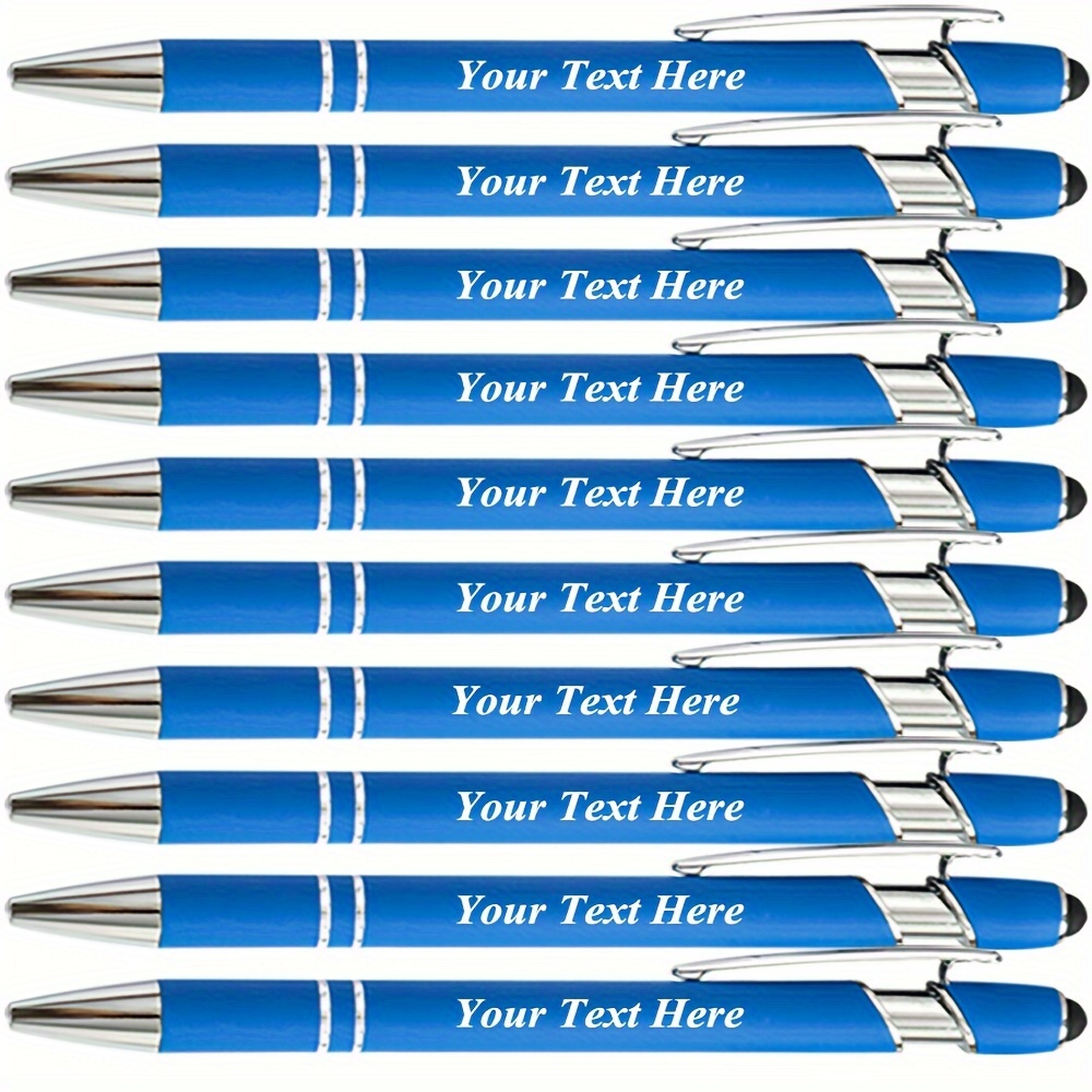 

10pcs Blue Ballpoint Pen With Personalized Soft Touch, Customized Pen, Perfect Gifts For Anniversaries, Birthdays, Or Any Other Special Occasion (black Ink)