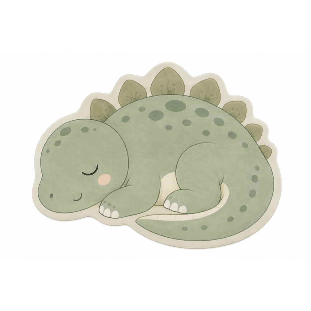 TEMU 1pc Green Dinosaur Shaped Area Rug, Soft Washable 800g/mÂ² Faux Cashmere Floor Mat, 2d Flat Print Cute Dinosaur Animal Accent Carpet For Bedroom,