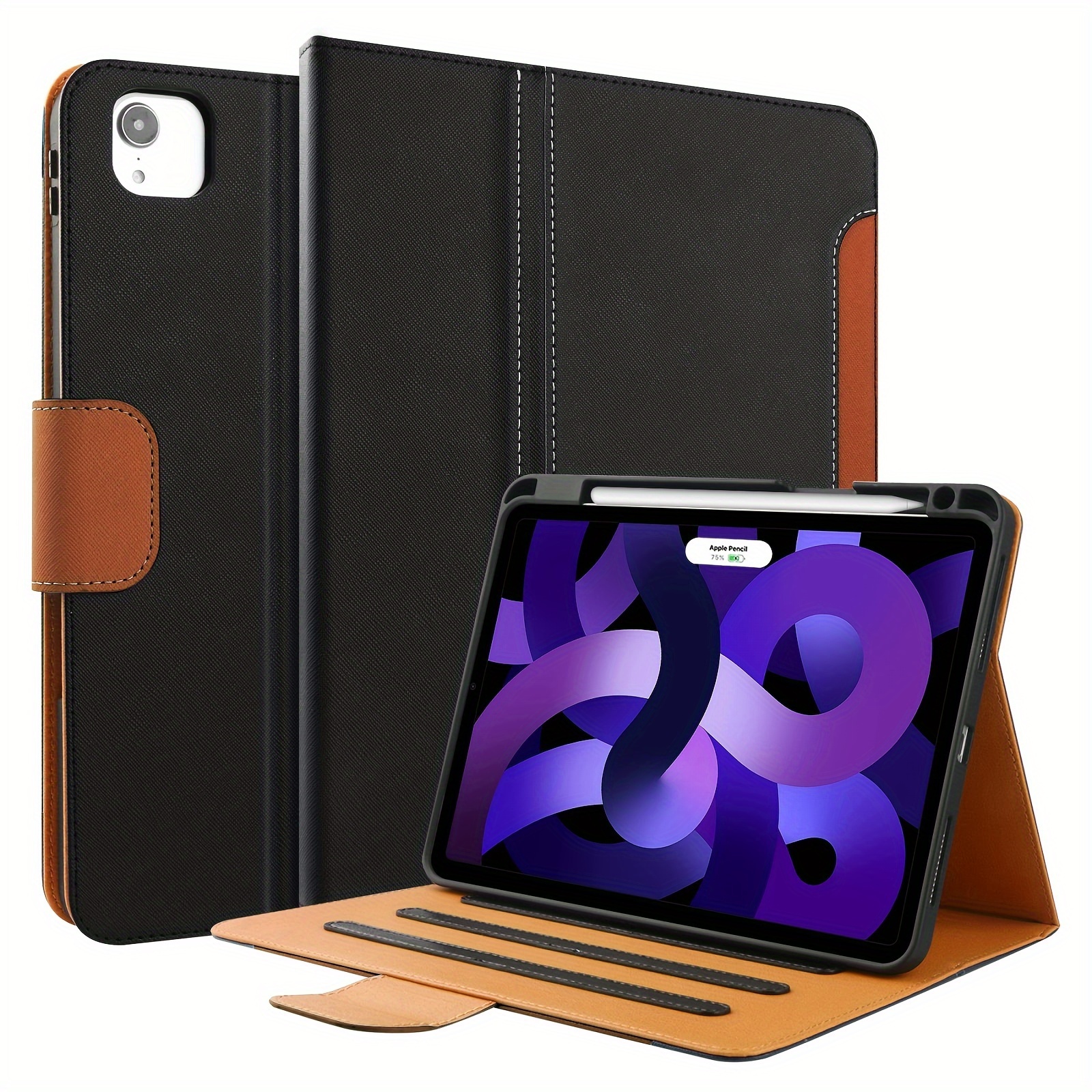 

For Ipad Air 5th/ 10.9 Inch Case (2022/2020) With Built-in Pencil Holder, Folio Stand Protective Cover With Auto Sleep/wake & Multiple Viewing