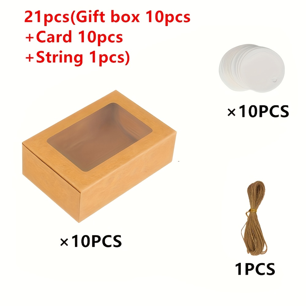 TEMU 21pcs Set (10 Gift Bags + 10 Cards + 1 String) Mini Paper Gift Boxes With Window Soap Boxes, For Homemade Soap, Candy, Chocolate, Bread, , Soap