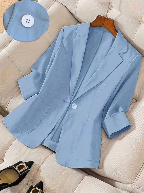 bk260321327 2026 new premium solid color single breasted suit elegant three quarter sleeve comfortable breathable commuter casual jacket elegant style suitable for summer and autumn versatile suit