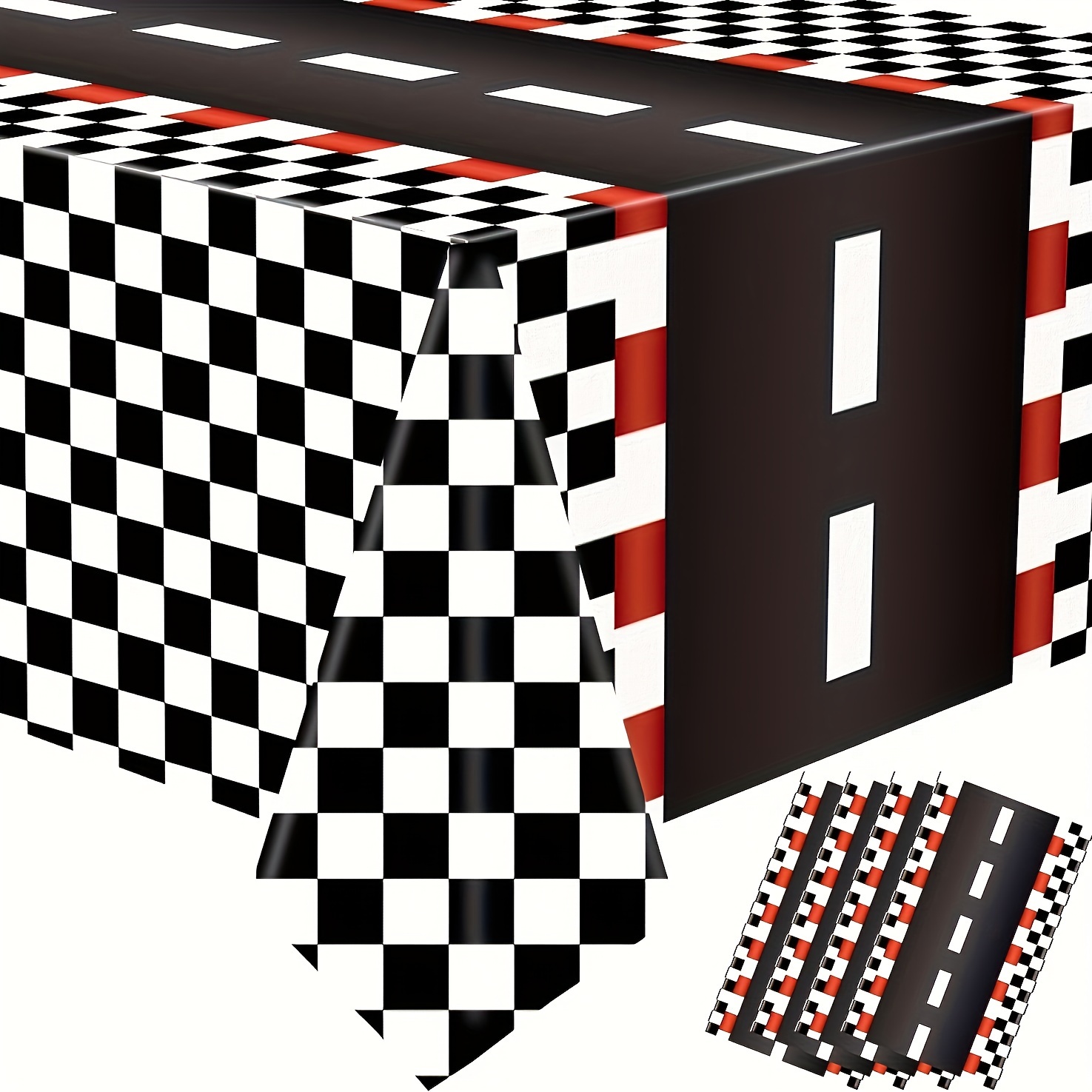 

3pcs Racing Plastic Tablecloth Car Theme Disposable Party Tablecloth Black Checkered Flag Tablecloth Race Track Rectangle Tablecloth For Birthday Home Decor
