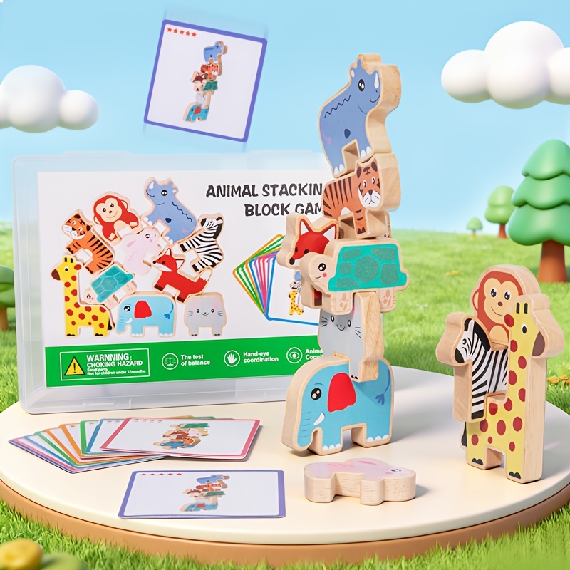 Wooden Animal Sorting Stacking Blocks Toy